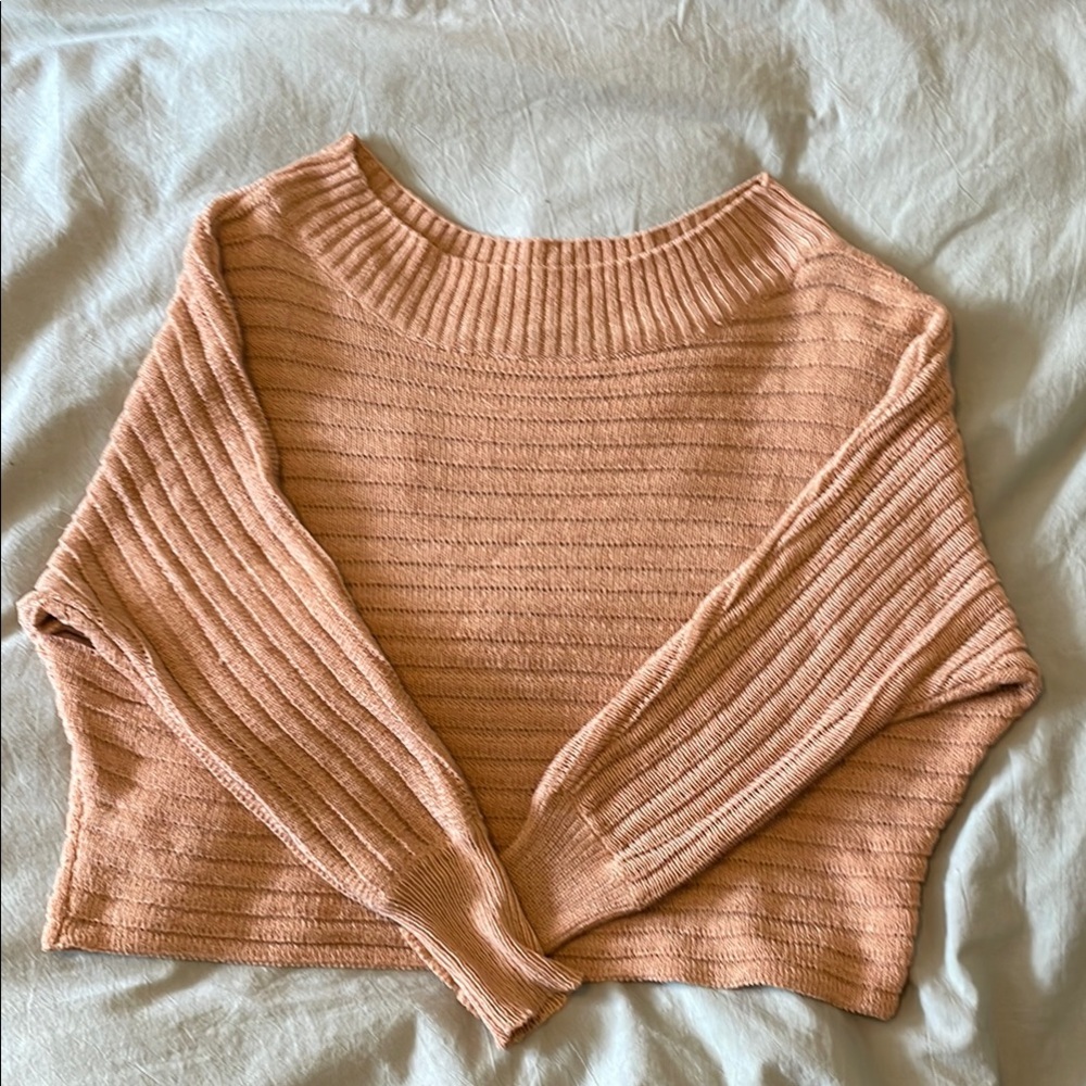 SHEIN Pink Crew Neck Ribbed Sweater
